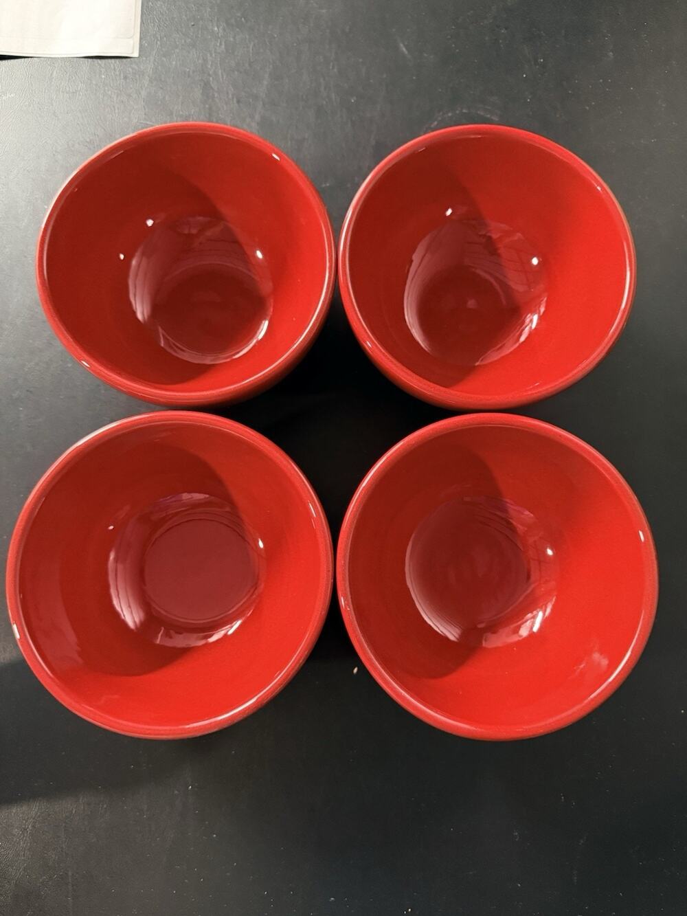 Set of 4 Artimino Fire Red Earthenware Soup Cereal Bowls 6” Dishwasher Safe